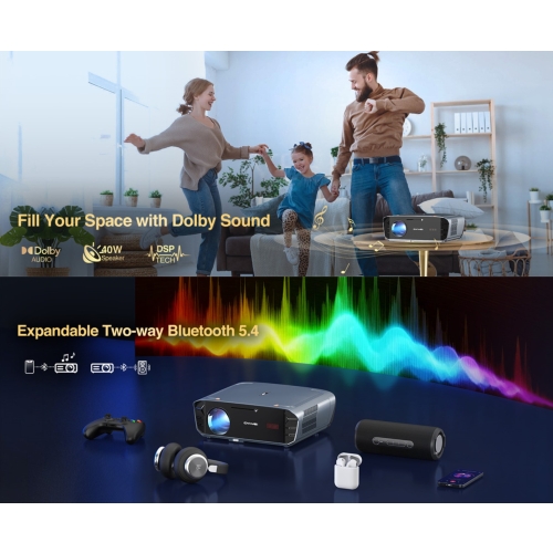 A9G FULL HD/4K LED projektor, WiFi 6 HDR10 ANDROID LED TV Dolby Audio zvuk
